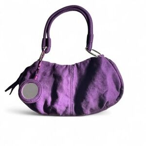 Y2K Purple Suede Hobo Handbag Mirror Charm Shoulder Bag